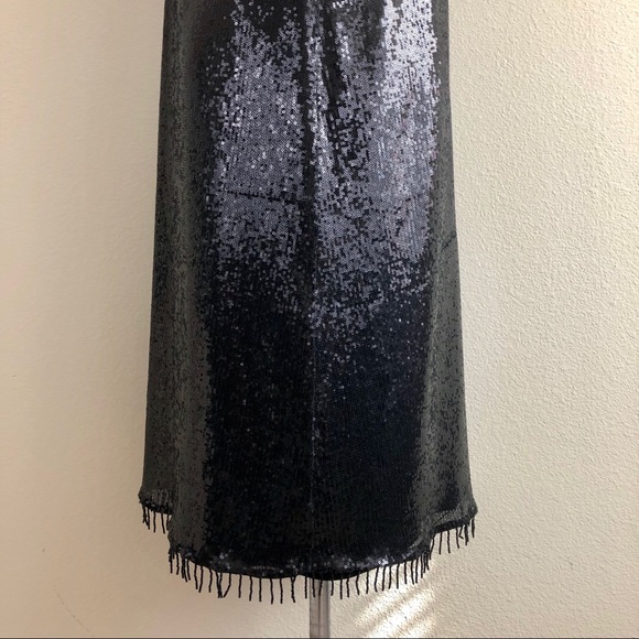 Bespoke Hand Sequined Plunge Neckline Shift Dress - Picture 4 of 5